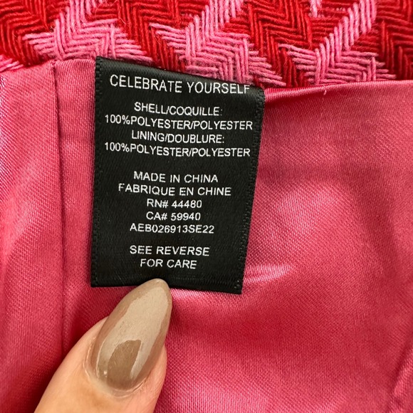 AFRM Melody Pink &‎ Red Houndstooth Mini Skirt with Slit - S/P - Picture 5 of 9